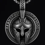 6 Ανδρικό ασημένιο μενταγιόν περικεφαλαία με μαύρες λεπτομέρειες