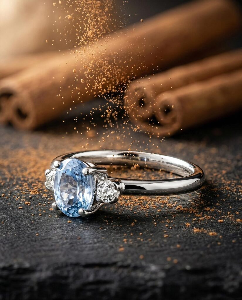 Μονόπετρο δαχτυλίδι από λευκόχρυσο 18Κ με aquamarine και διαμάντια