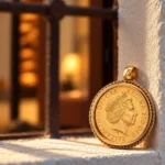 χρυσό μενταγιόν λιροθήκη 14 καρατίων